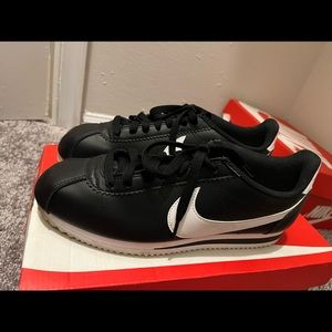 Black & White Leather Nike Cortez Sneakers